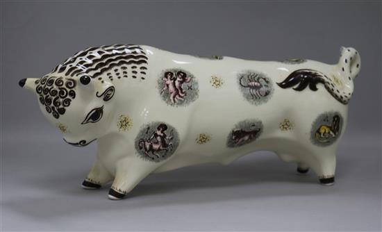 A Wedgwood Barlaston Zodiac bull, length 40cm